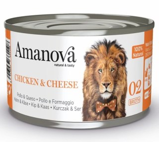 Amanova Cat Chicken & Cheese - kurczak i ser w bulionie puszka 70g