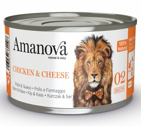 Amanova Cat Chicken & Cheese - kurczak i ser w bulionie puszka 70g Amanova Cat Chicken & Cheese - kurczak i ser w bulionie puszka 70g