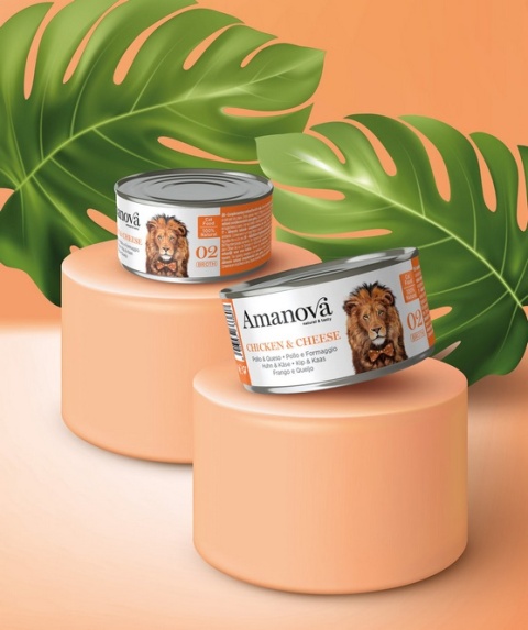 Amanova Cat Chicken & Cheese - kurczak i ser w bulionie puszka 70g Amanova Cat Chicken & Cheese - kurczak i ser w bulionie puszka 70g