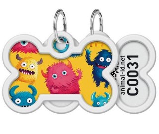 Collar WauDog Smart ID Zawieszka z QR-paszportem kość 4x3cm futrzane potwory Collar