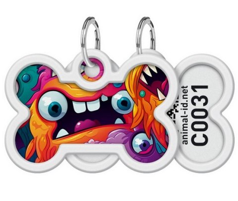 Collar WauDog Smart ID Zawieszka z QR-paszportem kość 4x3cm zębate potwory Collar
