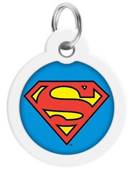 Collar WauDog Smart ID Zawieszka z QR-paszportem okrągła 3cm superman bohater Collar Collar WauDog Smart ID Zawieszka z QR-paszportem okrągła 3cm superman bohater Collar