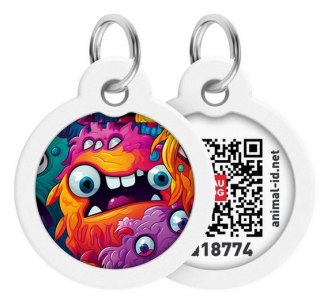 Collar WauDog Smart ID Zawieszka z QR-paszportem okrągła 3cm zębate potwory Collar