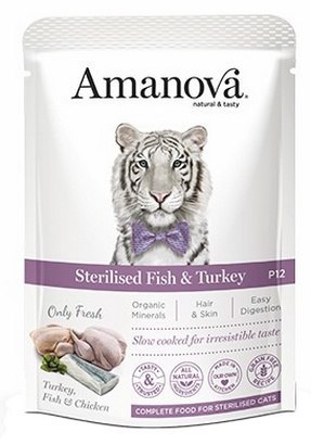 Amanova Cat Sterilised Fish & Turkey - biała ryba i indyk saszetka 85g