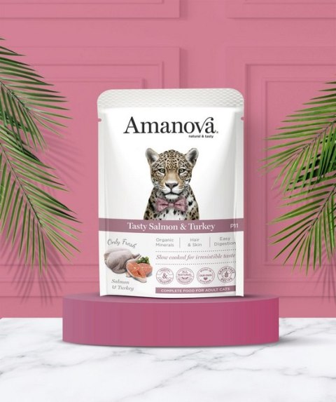 Amanova Cat Tasty Salmon & Turkey - łosoś i indyk saszetka 85g